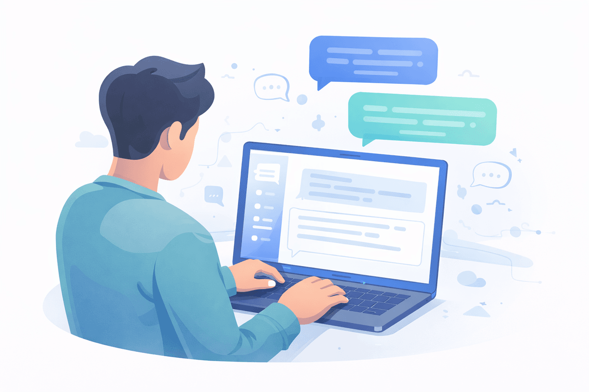 Person asking a natural language question in a chat interface
