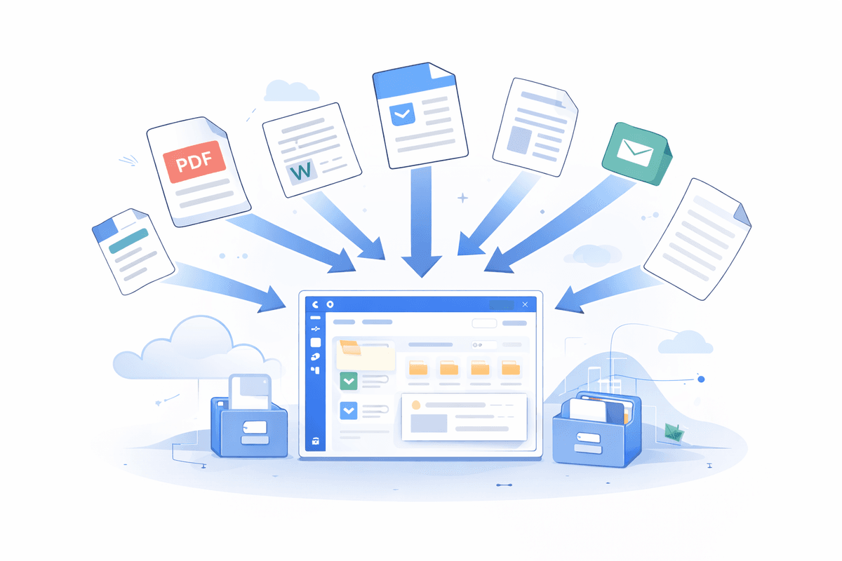 Documents converging into a single organised workspace