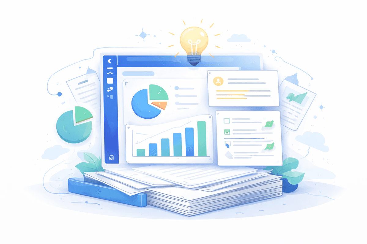 Dashboard showing insights and reports generated from documents