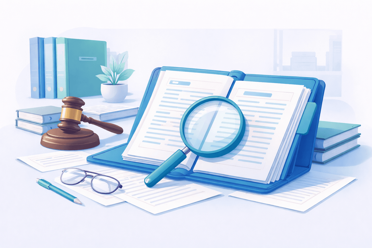 Legal documents and case files organised for easy access