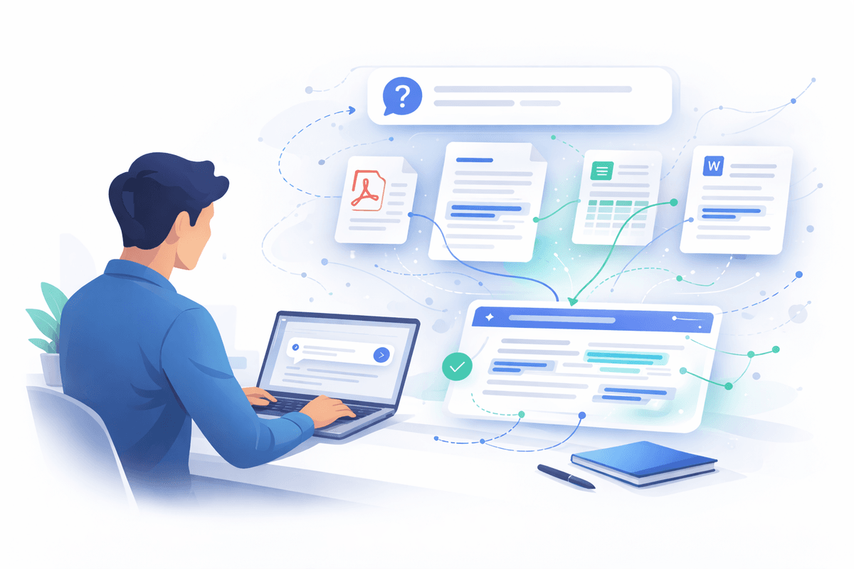 Conversational interface connecting to multiple document sources