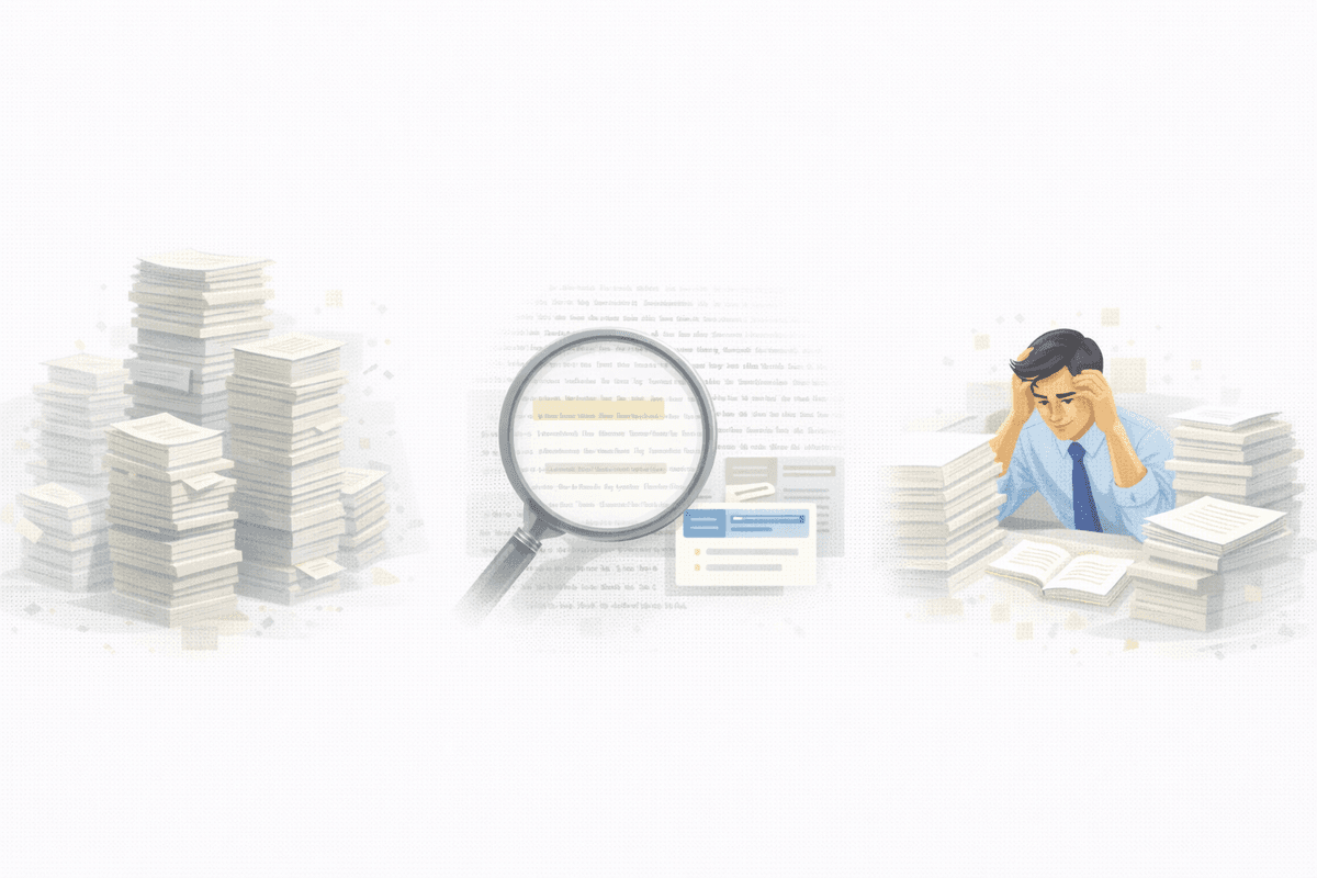 Stacks of regulations, dense legal text, and audit report volumes