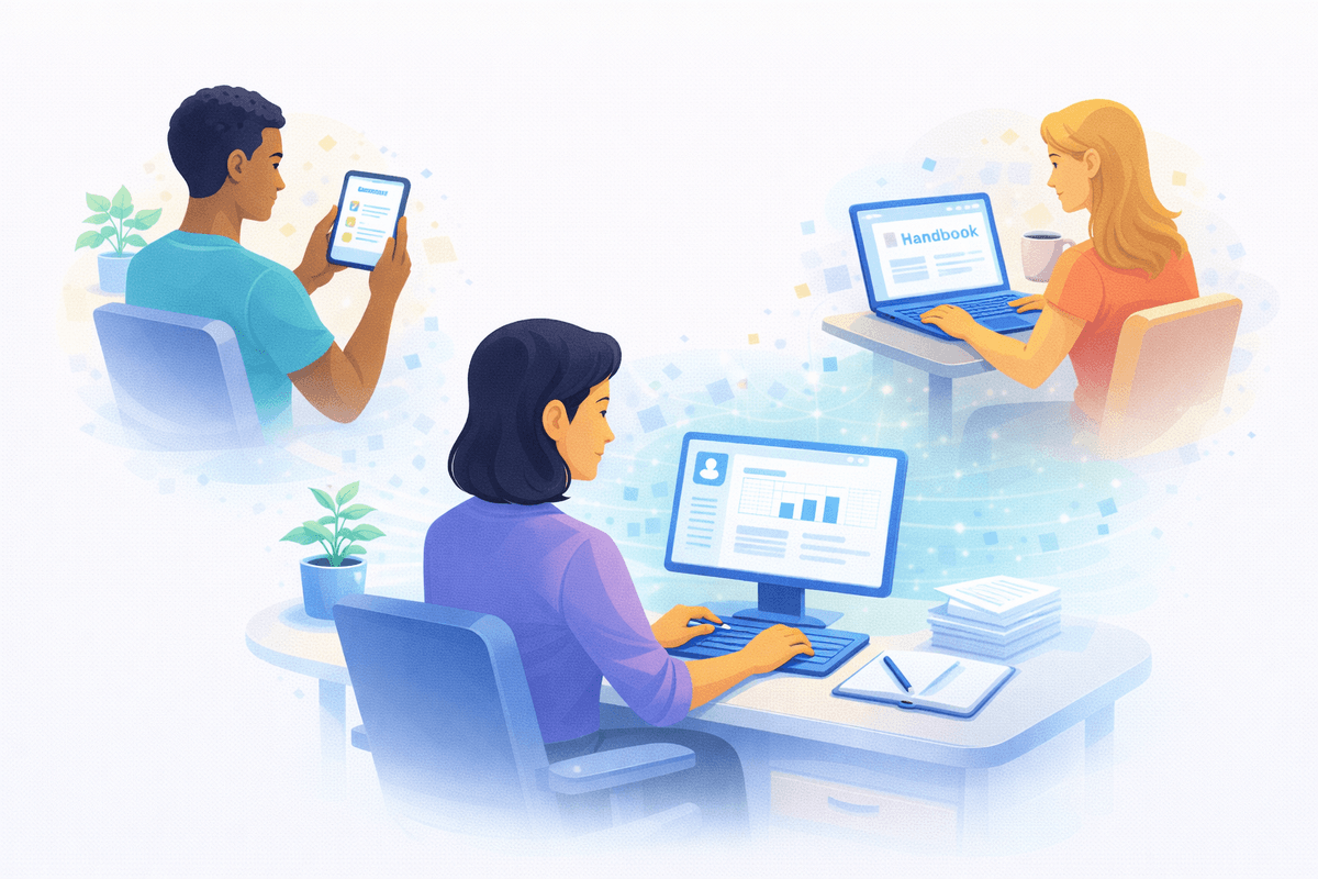 HR workspace with employees self-serving policy information