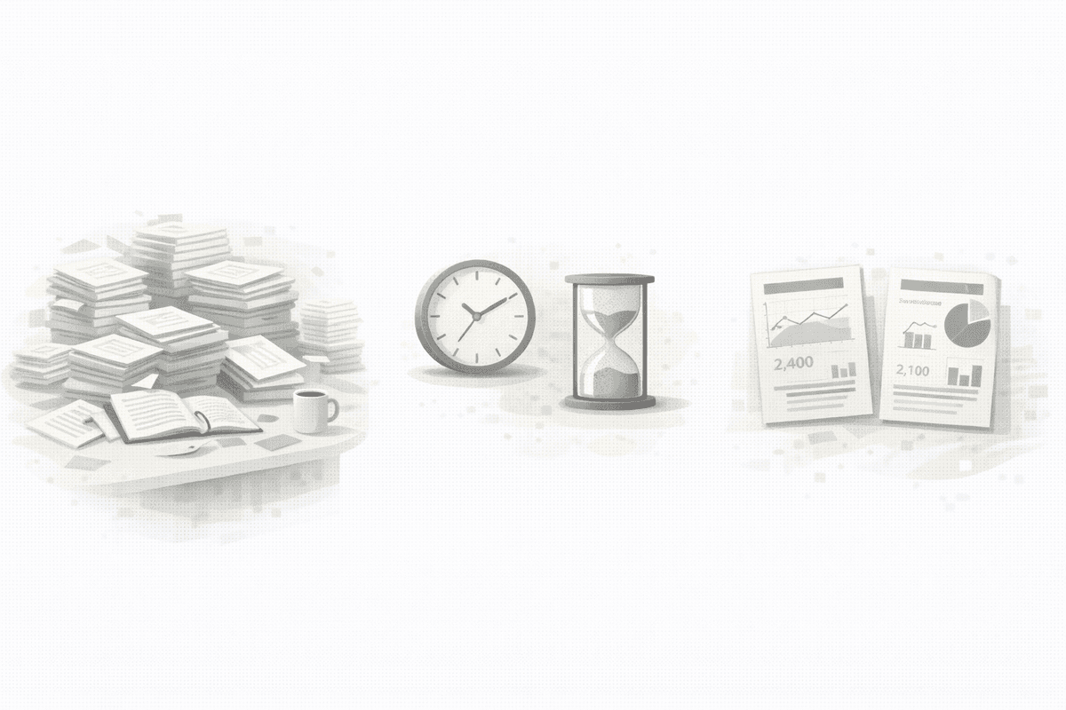 Desk buried in reports, delayed information, and inconsistent formats